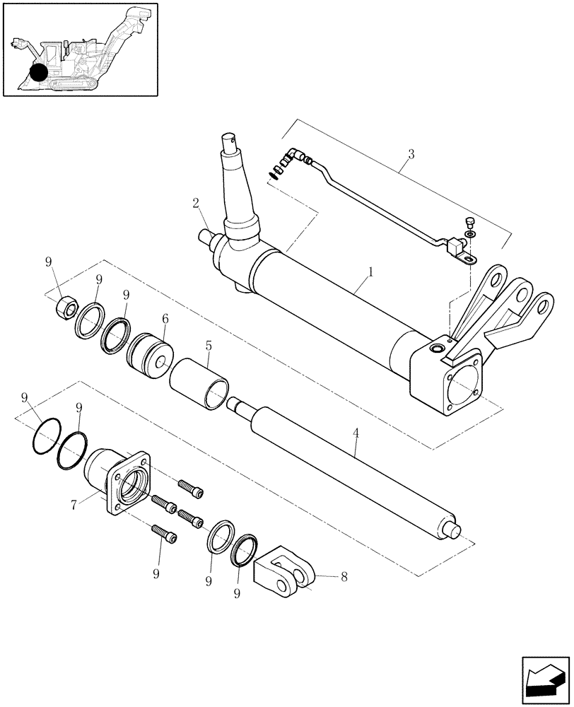 Схема запчастей Case IH A4000 - (B02.03/B[01]) - HYDRAULIC CYLINDER (BASECUTTER LIFT) Hydraulic Components & Circuits