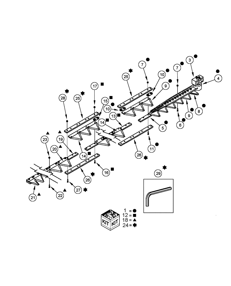 Схема запчастей Case IH 1010 - (09B-19[05]) - KNIFE ASSEMBLY KITS 3 INCH BOLTED FINE SERRATIONS - 25.0 FOOT HEADER (09) - CHASSIS/ATTACHMENTS