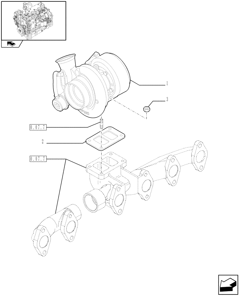 Схема запчастей Case IH PUMA 155 - (0.24.0/01) - TURBOCHARGER (01) - ENGINE