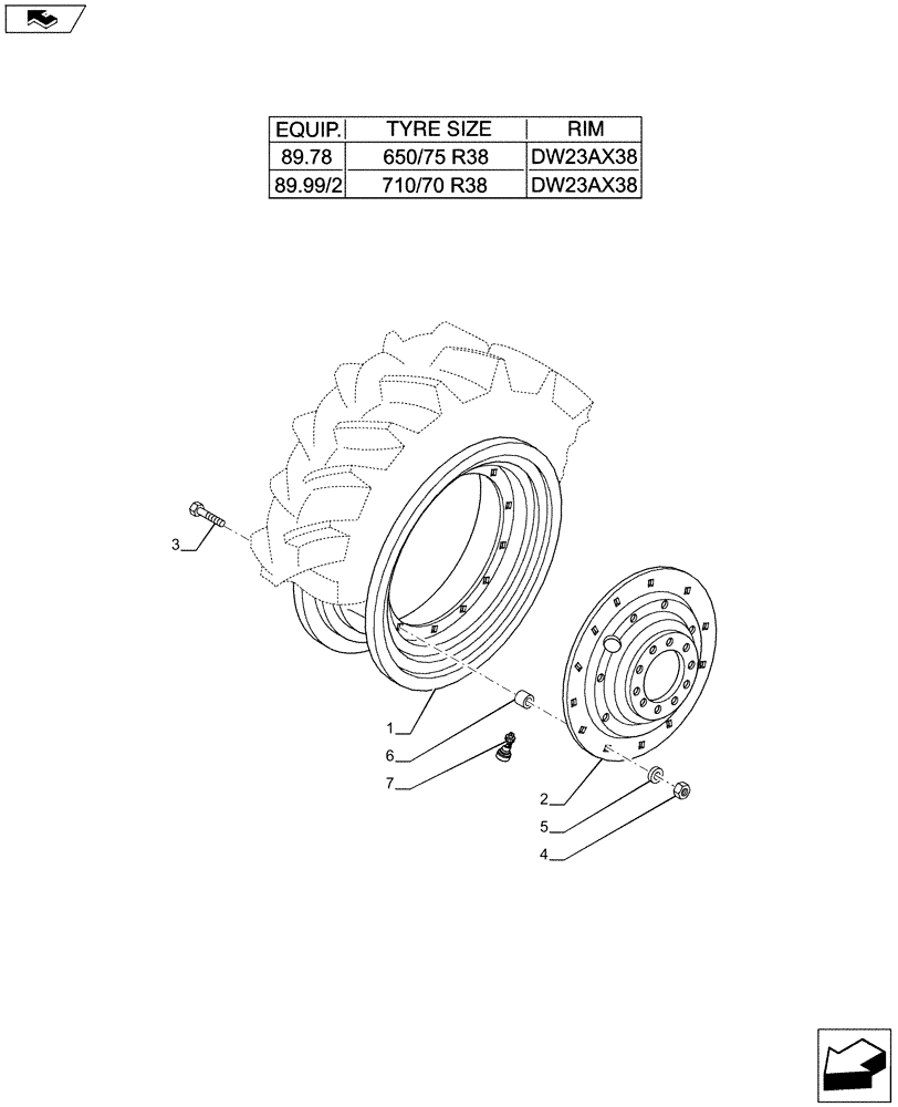 Схема запчастей Case IH PUMA 230 - (44.520.01[20]) - REAR WHEELS (44) - WHEELS