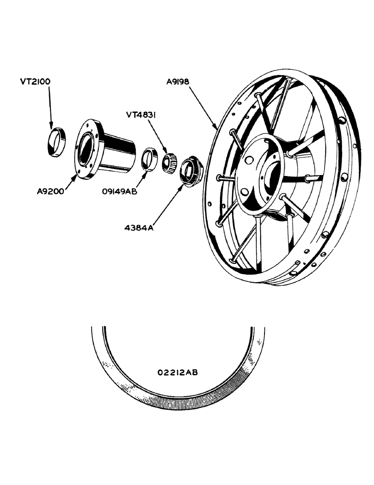 Схема запчастей Case IH 800 - (160) - STEEL FRONT WHEEL, FOR GENERAL PURPOSE AND STANDARD 4-WHEEL TRACTORS (06) - POWER TRAIN