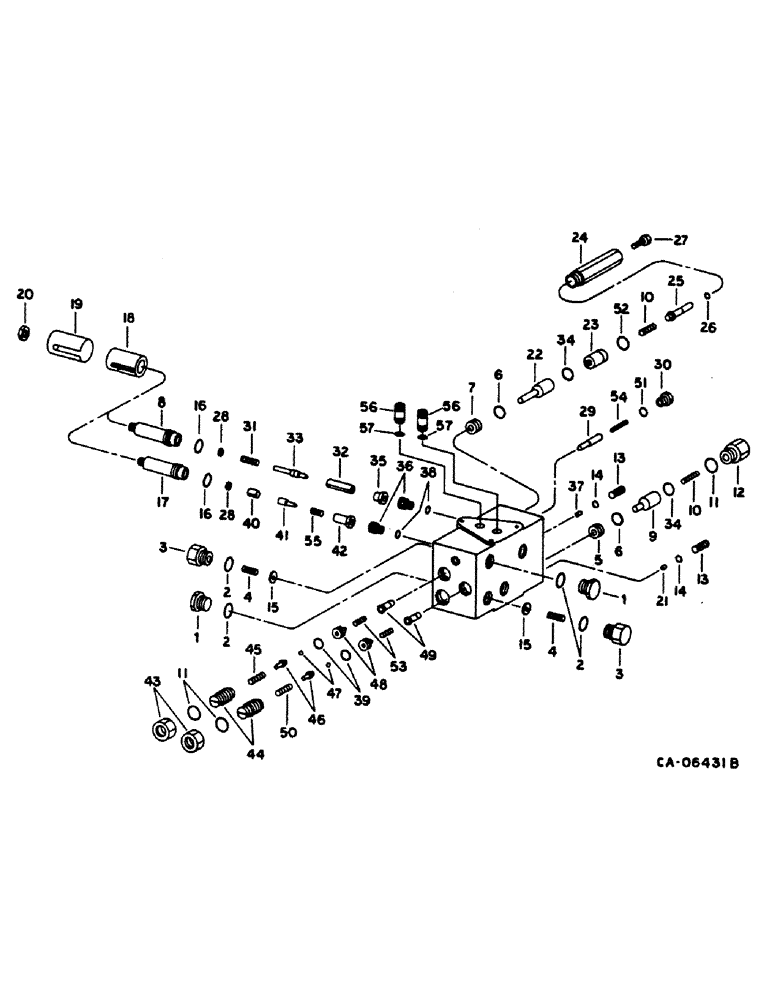 Схема запчастей Case IH 1480 - (10-51) - HYD, HEADER VALVE, FEEDER CLUTCH, HEADER LIFT, SEPERATOR CLUTCH & STEERING, S/N 24001 AND ABOVE (07) - HYDRAULICS