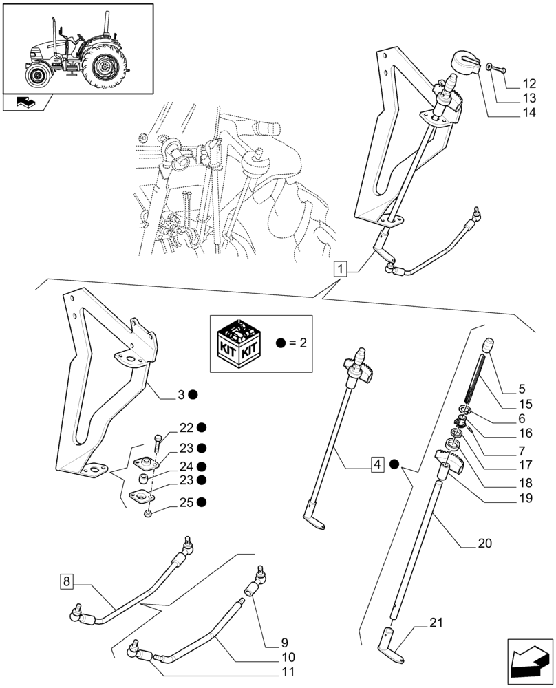 Схема запчастей Case IH FARMALL 60 - (1.92.81[01]) - HPL GROUND ACCESS CONTROL LEVER - L/CAB - C7013 (VAR.335834) (10) - OPERATORS PLATFORM/CAB