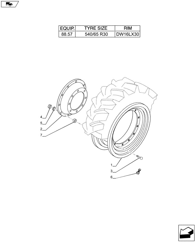 Схема запчастей Case IH PUMA 230 - (44.511.02[13]) - 4WD FRONT WHEELS (44) - WHEELS