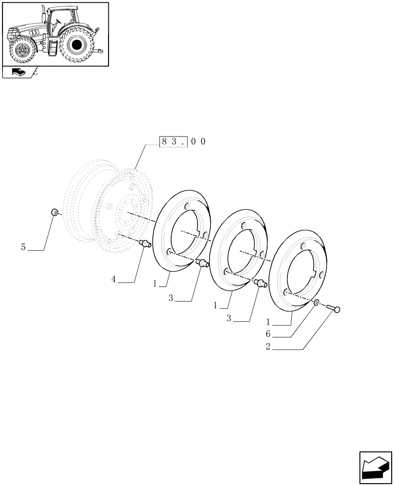 Схема запчастей Case IH PUMA 140 - (1.49.6) - REAR BALLAST (65KG) FOR BAR AXLE (VAR.330628-331628) (05) - REAR AXLE