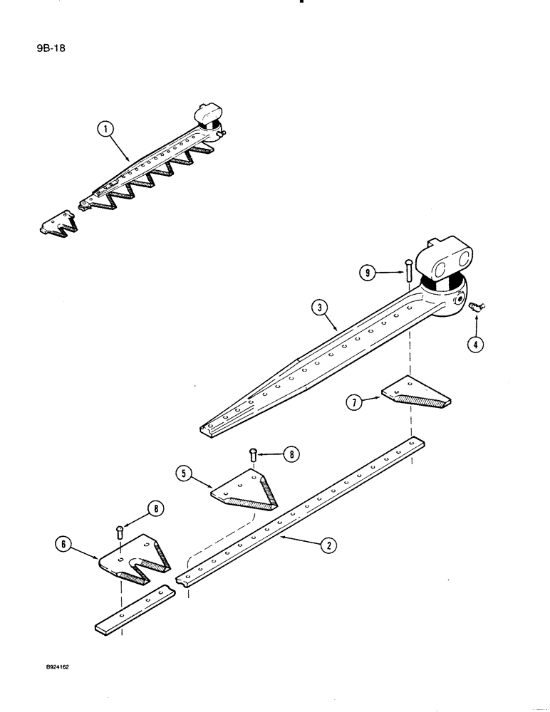 Схема запчастей Case IH 1020 - (9B-18) - KNIFE ASSEMBLY - RIVETED, 3 INCH, COLUMBUS AUTO (58) - ATTACHMENTS/HEADERS