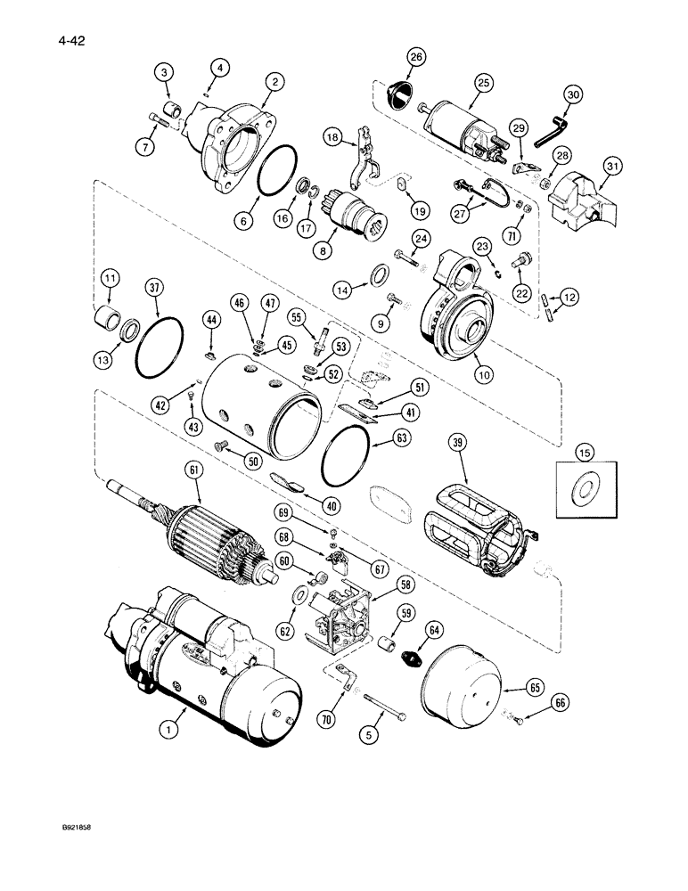 Схема запчастей Case IH 7140 - (4-042) - STARTER ASSEMBLY, 91902C2 (04) - ELECTRICAL SYSTEMS