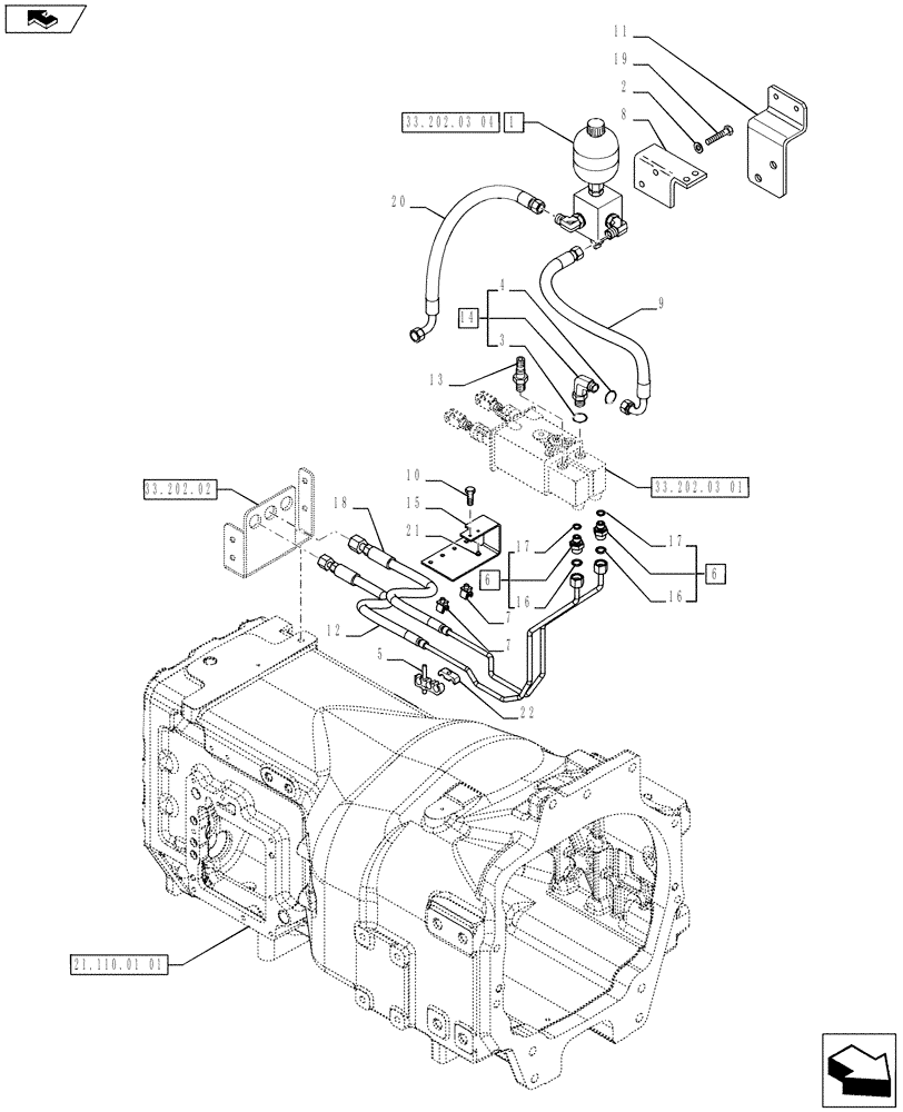 Схема запчастей Case IH PUMA 215 - (33.202.03[02]) - BRAKE PIPING (VAR.743348 / 743610; VAR.743332 / 743609) (33) - BRAKES & CONTROLS