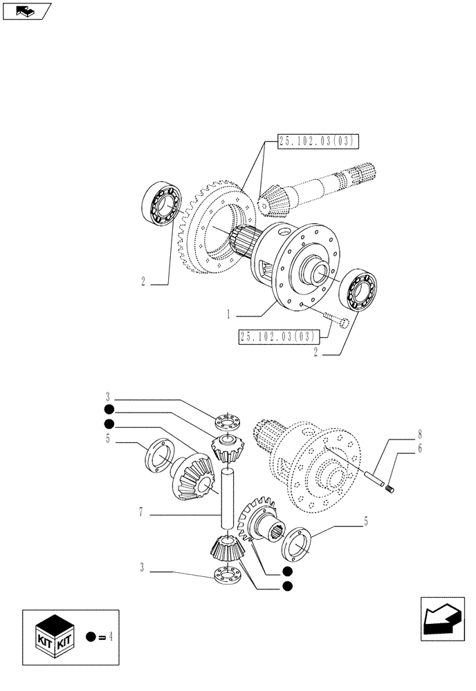 Схема запчастей Case IH MAGNUM 225 - (25.102.03[02]) - DIFFERENTIAL, MFD CLASS 4 AXLE (25) - FRONT AXLE SYSTEM