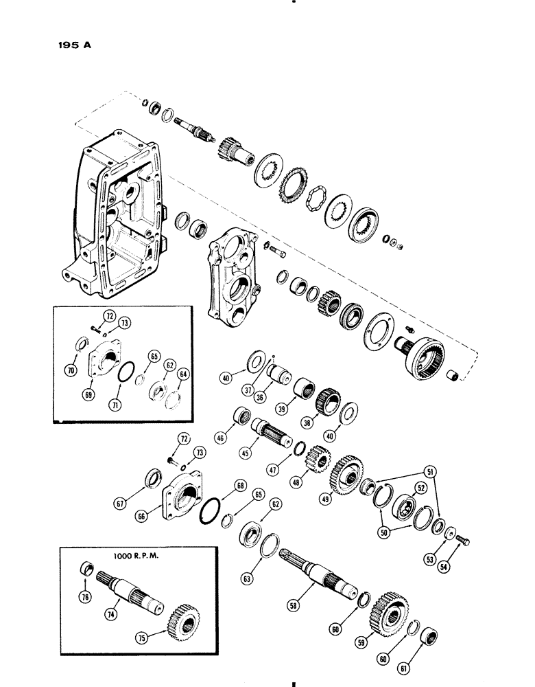 Схема запчастей Case IH 730 SERIES - (195A) - POWER TAKE-OFF DRIVE (06) - POWER TRAIN