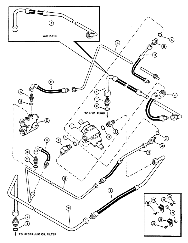 Схема запчастей Case IH 2670 - (150) - A145273 REAR HYDRAULIC STEER (05) - STEERING