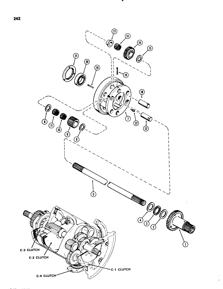 Схема запчастей Case IH 1070 - (0242) - CLUTCH, PLANETARY, POWER SHIFT, 1ST USED TRACTOR SERIAL NUMBER 8772549 (06) - POWER TRAIN