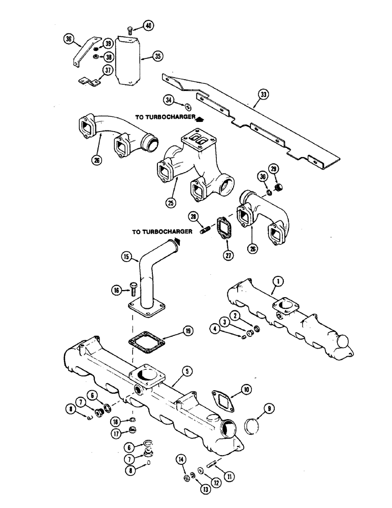 Схема запчастей Case IH 2470 - (024) - MANIFOLDS, 504BDT DIESEL ENGINE (02) - ENGINE