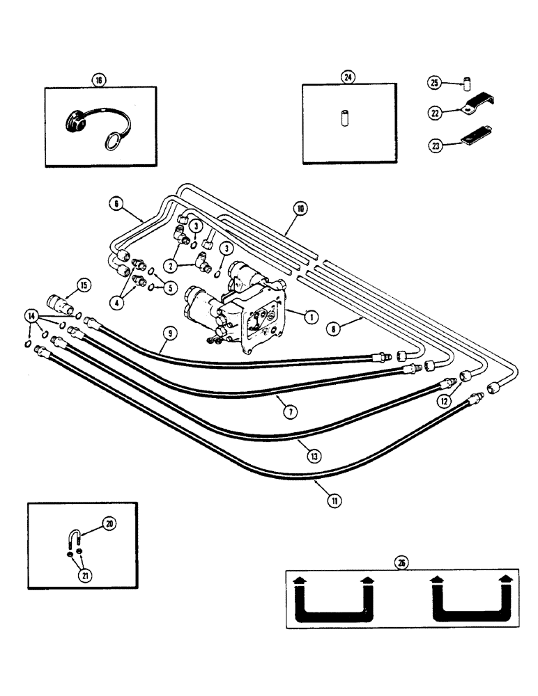 Схема запчастей Case IH 2670 - (316) - REMOTE HYDRAULIC COUPLER CIRCUITRY, WITH SINGLE DUAL CONTROL VALVE, TRACTOR S/N 8826987 AND AFTER (08) - HYDRAULICS