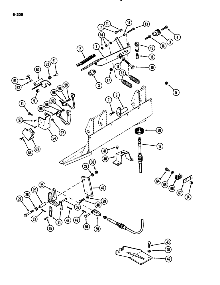 Схема запчастей Case IH 2294 - (6-200) - POWER SHIFT TRANSMISSION, INCHING PEDAL LINKAGE (06) - POWER TRAIN