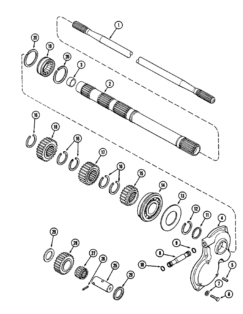 Схема запчастей Case IH 2090 - (6-260) - MECHANICAL SHIFT TRANSMISSION, DRIVE AND REVERSE IDLER SHAFTS (06) - POWER TRAIN