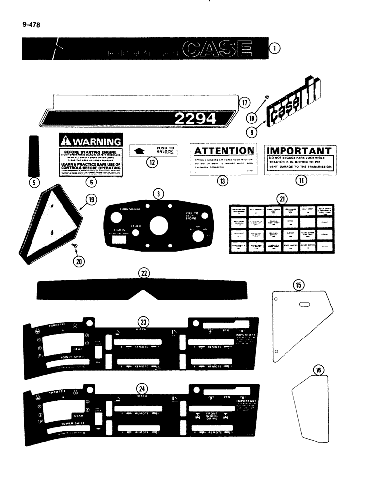 Схема запчастей Case IH 2294 - (9-478) - TRACTOR DECALS, CASE IH (09) - CHASSIS/ATTACHMENTS