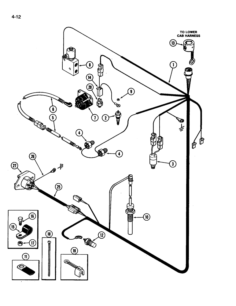 Схема запчастей Case IH 3394 - (4-12) - TRANSMISSION HARNESS (04) - ELECTRICAL SYSTEMS