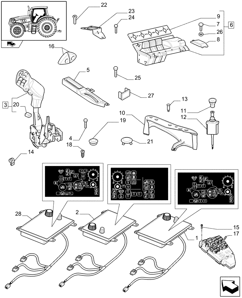 Схема запчастей Case IH PUMA 225 - (1.75.1[02]) - ARMREST CONTROL UNIT - ELECTRONIC CONTROLS (06) - ELECTRICAL SYSTEMS