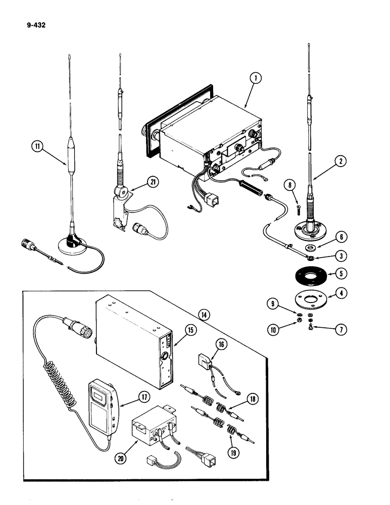Схема запчастей Case IH 4490 - (9-432) - CAB, RADIO KIT (09) - CHASSIS/ATTACHMENTS