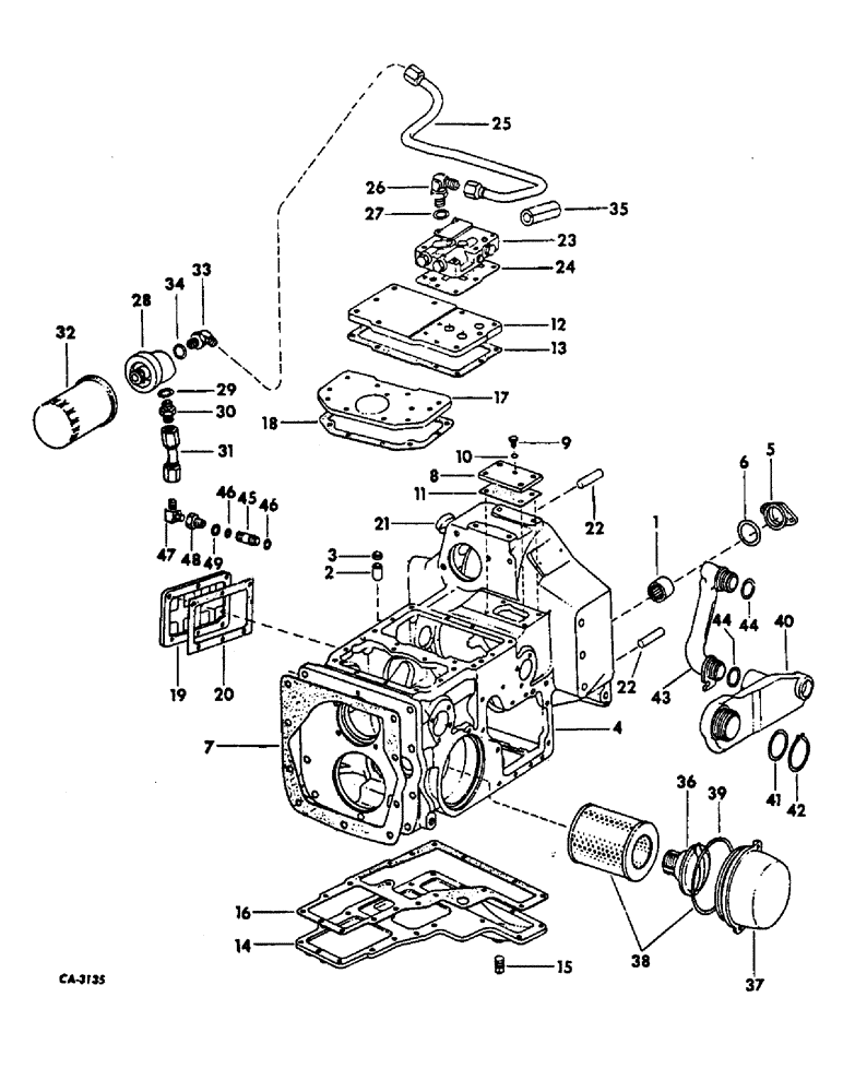 Схема запчастей Case IH HYDRO 70 - (07-15) - DRIVE TRAIN, HYDROSTATIC TRANSMISSION HOUSING, FILTERS, COVERS AND MULTIPLE VALVE BODY (04) - Drive Train