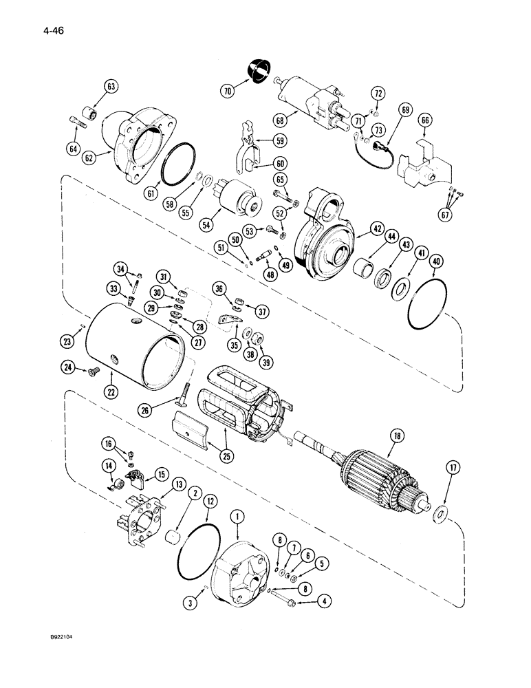 Схема запчастей Case IH 7140 - (4-046) - STARTER ASSEMBLY, A187728 (04) - ELECTRICAL SYSTEMS