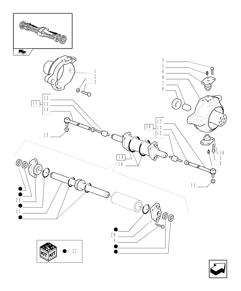 Схема запчастей Case IH FARMALL 85N - (1.40.3/02) - STD FRONT AXLE W/ELECTROHYDR. DIFF. LOCK, W/FRONT BRAKES - STEERING KNUCKLE (VAR.336329) (04) - FRONT AXLE & STEERING