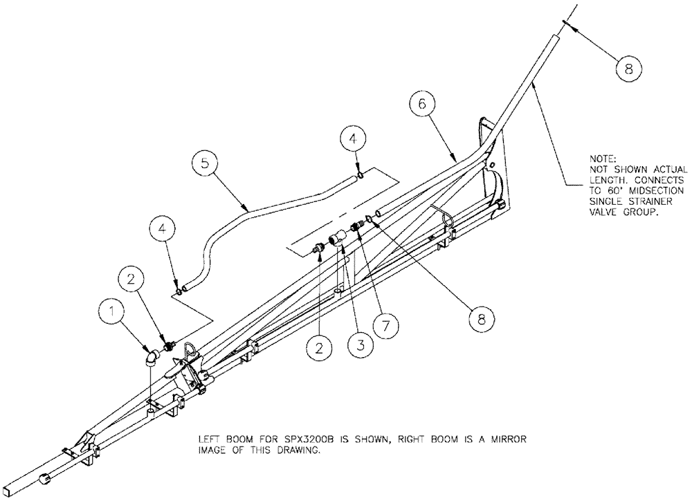 Схема запчастей Case IH SPX3310 - (09-022) - BOOM PLUMBING GROUP, 5 & 6 SECTION 90 10" ON Liquid Plumbing