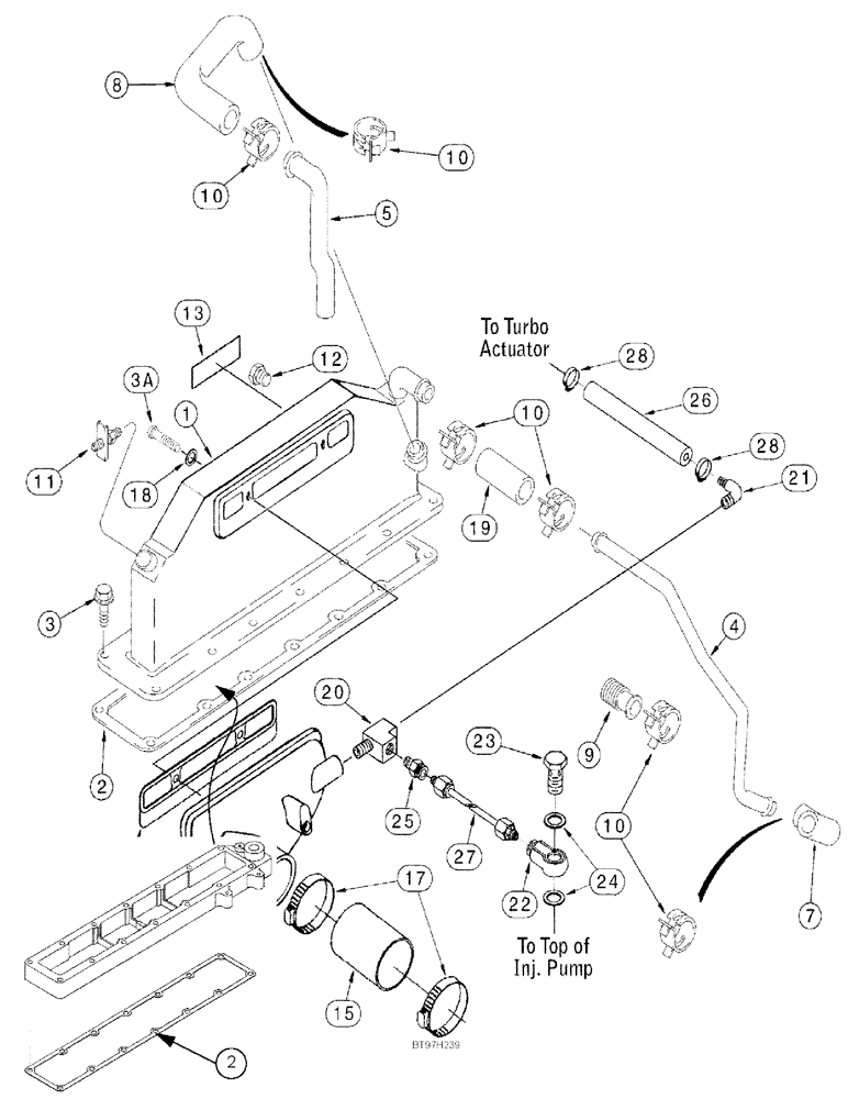 Схема запчастей Case IH 3210 - (03-008) - MANIFOLD (01) - ENGINE