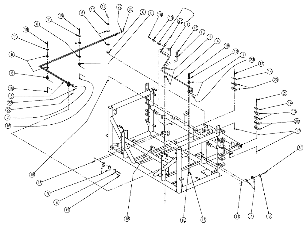 Схема запчастей Case IH 810 - (01-027) - CONVEYOR AND AUGER HYDRAULIC TUBES GROUP Basic Unit