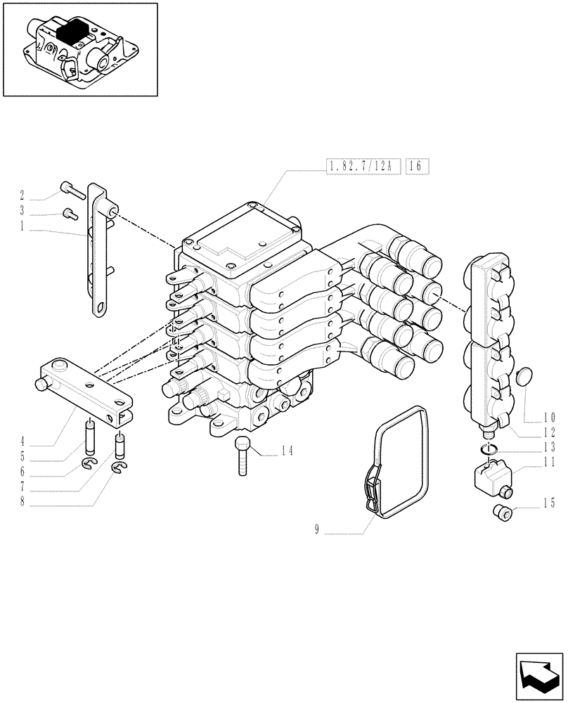 Схема запчастей Case IH MAXXUM 110 - (1.82.7/12[01]) - 4 REMOTES (2NC+2CONFIG) FOR FIXED DISPLACEMENT PUMP FOR EDC AND RELEVANT PARTS - C6788 (VAR.331845) (07) - HYDRAULIC SYSTEM