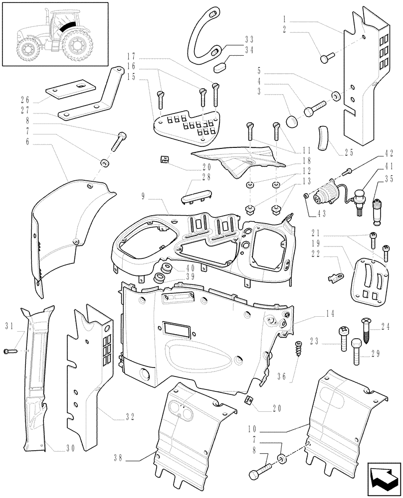 Схема запчастей Case IH PUMA 165 - (1.93.0[02]) - CONTROLS COVER - C6514 (10) - OPERATORS PLATFORM/CAB