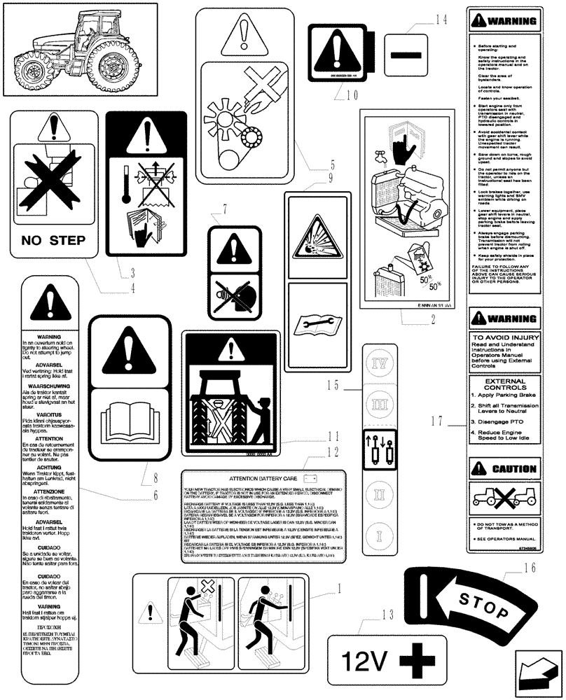 Схема запчастей Case IH MXU115 - (1.98.0[01]) - DECALS (13) - DECALS