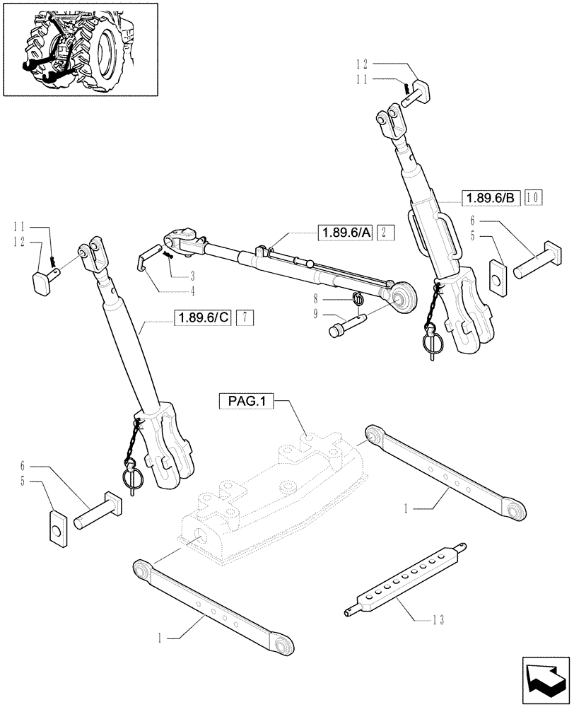 Схема запчастей Case IH MAXXUM 110 - (1.89.6[02]) - TOOLING CONNECTION UNIT (09) - IMPLEMENT LIFT