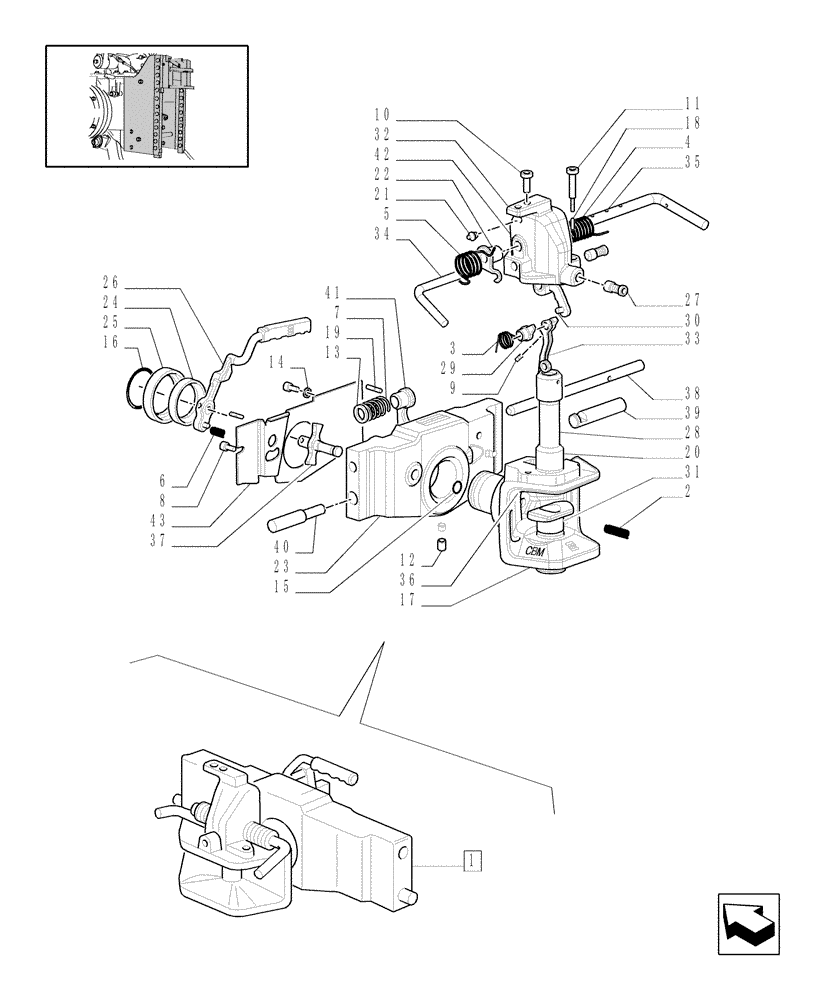 Схема запчастей Case IH JX1085C - (1.89.3/01A) - SWIVEL HOOK FOR EEC, VERTICAL ADJUST SLIDING (GERMANY) - PARTS W/CAB - C5625 (09) - IMPLEMENT LIFT