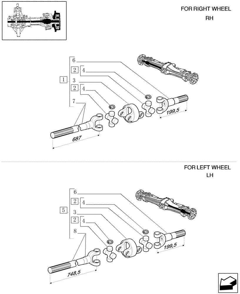 Схема запчастей Case IH MAXXUM 110 - (1.40. 1/10A) - SHAFT ARTICULATED - BREAKDOWN - C6449 (STANDARD) (04) - FRONT AXLE & STEERING