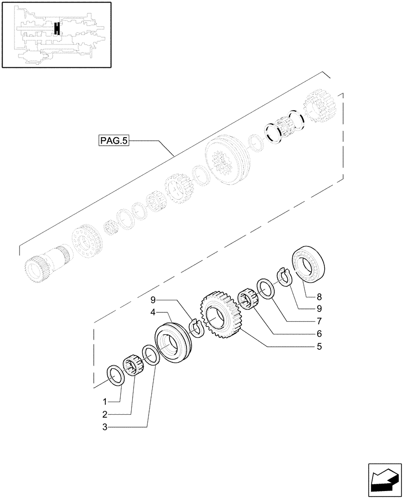 Схема запчастей Case IH MXU110 - (1.28.1/03[06]) - (VAR.129) 16X16 (SPS) GEARBOX - DRIVEN GEARV (03) - TRANSMISSION