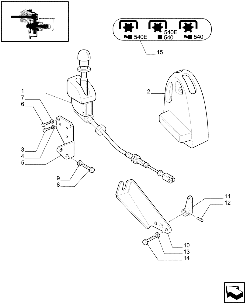 Схема запчастей Case IH JX1085C - (1.80.2) - (VAR.219-359) PTO LEVER 2/3 SPEED - CONTROL LEVER (07) - HYDRAULIC SYSTEM