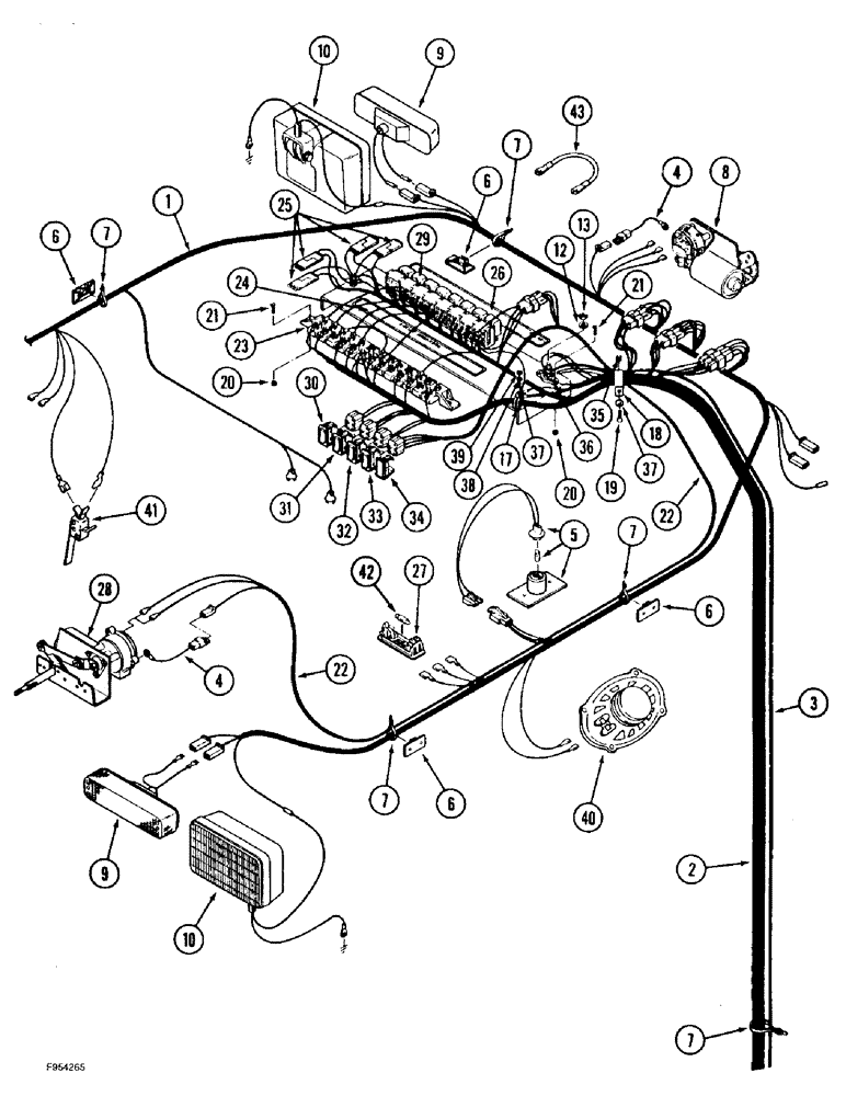 Схема запчастей Case IH 9350 - (4-10) - OVERHEAD CAB HARNESS (04) - ELECTRICAL SYSTEMS