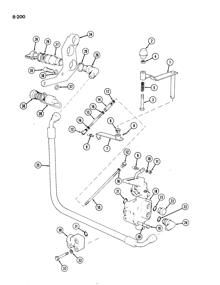 Схема запчастей Case IH 1194 - (8-200) - THREE-WAY VALVE ATTACHMENT, TRACTORS WITH CAB, (NOT NORTH AMERICA) (08) - HYDRAULICS