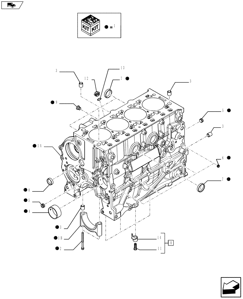 Схема запчастей Case IH F5AE5484C A001 - (0.04.0) - CYLINDER BLOCK & RELATED PARTS (10) - ENGINE