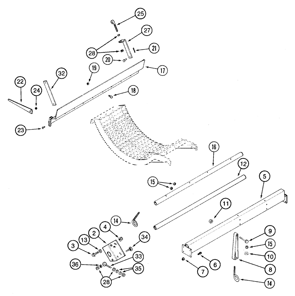 Схема запчастей Case IH 2366 - (09B-12) - CONCAVES - ANCHOR SUPPORTS (14) - ROTOR, CONCANVES & SIEVE