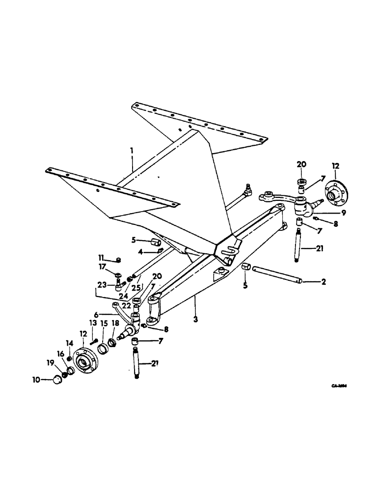 Схема запчастей Case IH 615 - (14-04) - SUSPENSION, GUIDE WHEEL AXLE, SUPPORT AND TIE ROD, FIXED AXLE Suspension