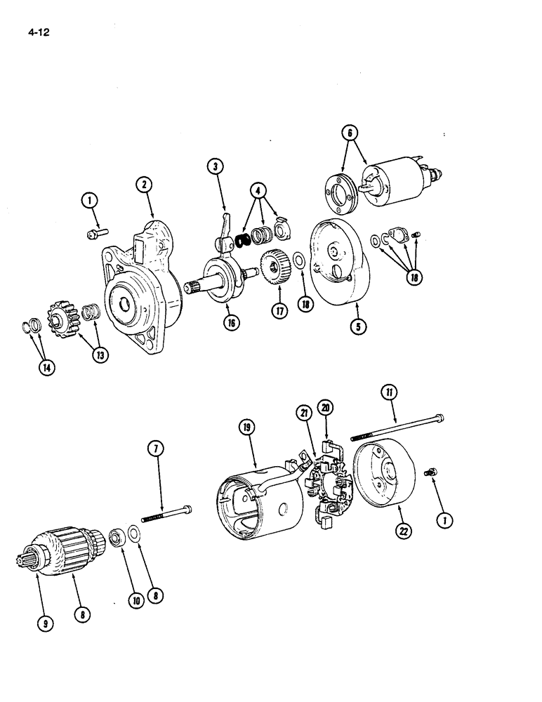 Схема запчастей Case IH 245 - (4-12) - STARTER (04) - ELECTRICAL SYSTEMS