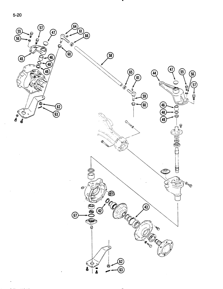 Схема запчастей Case IH 275 - (5-20) - FRONT AXLE FINAL DRIVE, TIE ROD AND STEERING LINKAGE, MFD TRACTORS (CONTD) (05) - STEERING