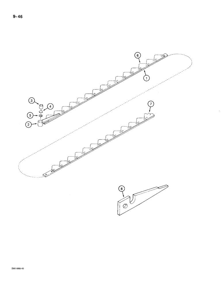 Схема запчастей Case IH 1300 - (9-46) - NINE FOOT KNIVES AND SECTIONS, KNIVES WITH HEAVY UNDERSERRATED SECTIONS (09) - CHASSIS/ATTACHMENTS