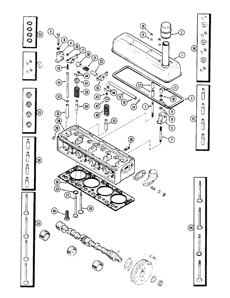 Схема запчастей Case IH 1150 - (146) - CYLINDER HEAD ASSEMBLY, 159 SPARK IGNITION ENGINE (10) - ENGINE