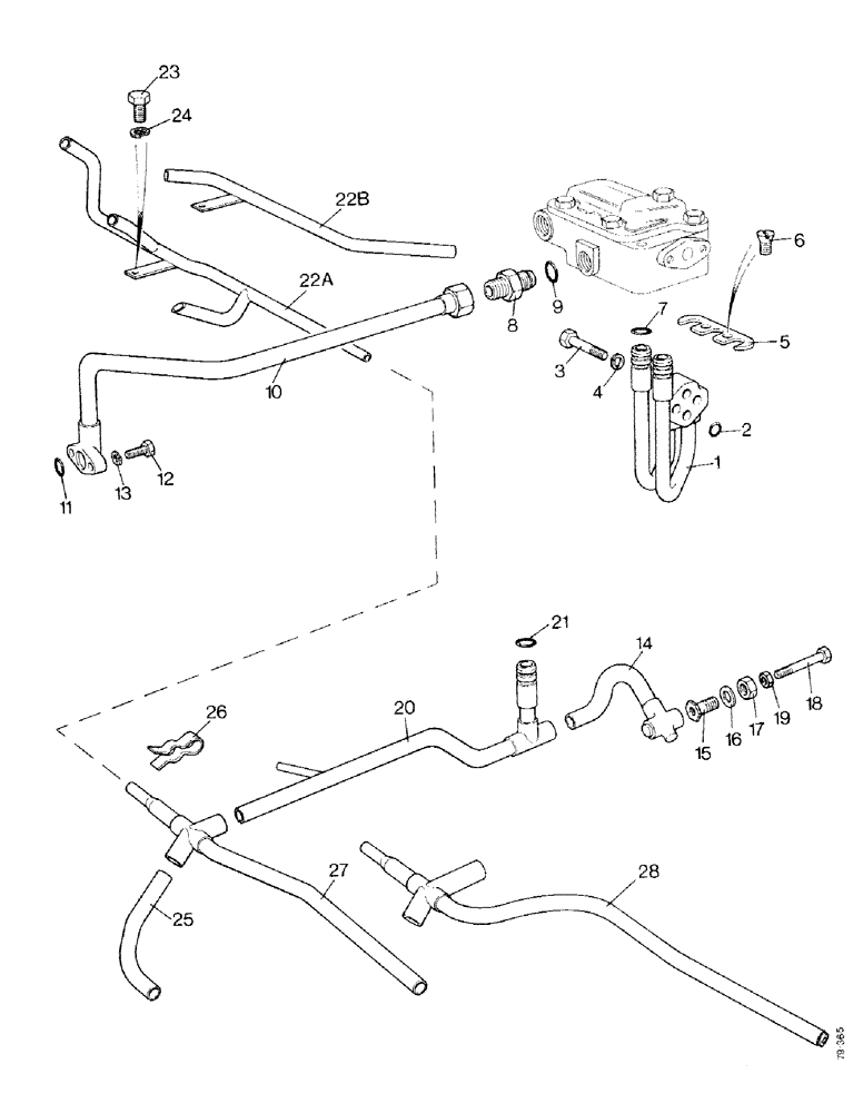 Схема запчастей Case IH 1490 - (K05-1) - HYDRAULIC PIPES - REAR AXLE, SYNCHROMESH, POWER-SHIFT (07) - HYDRAULICS