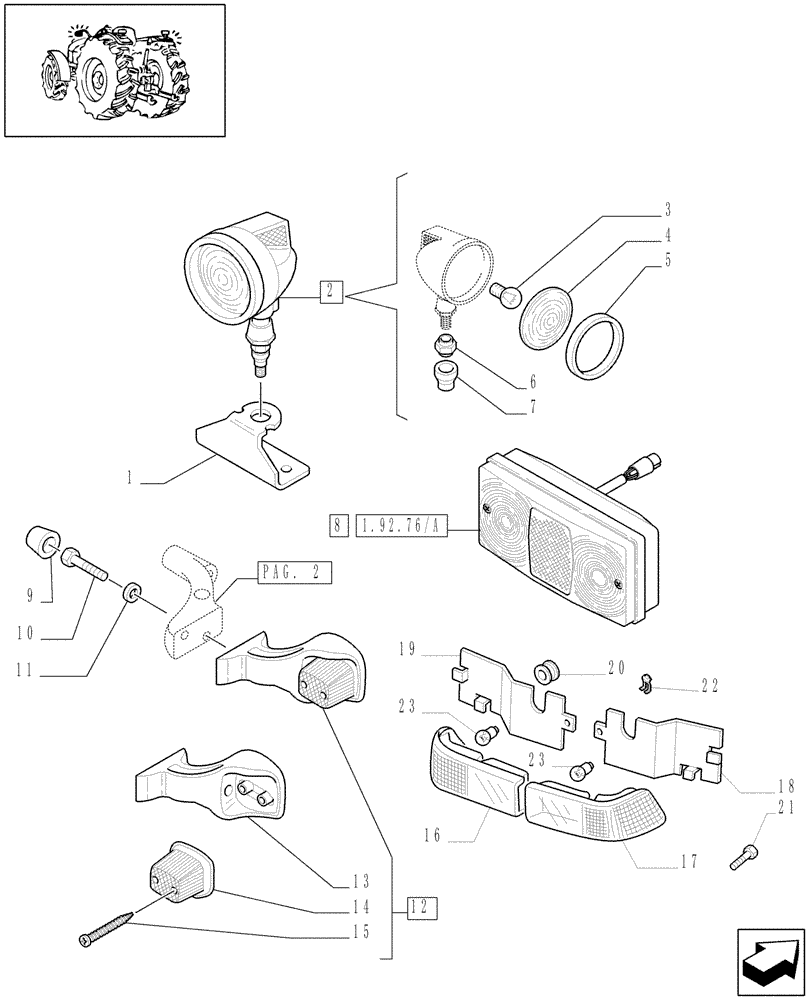 Схема запчастей Case IH JX1075C - (1.75.6[01]) - LIGHTING COMPONENTS - L/CAB (06) - ELECTRICAL SYSTEMS