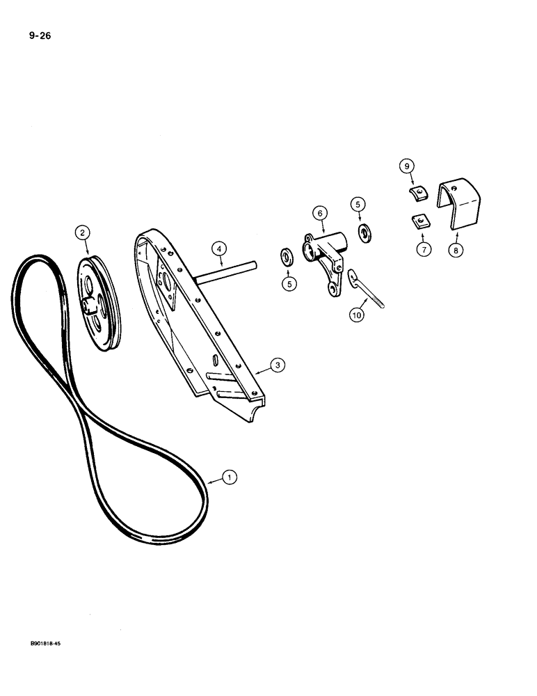 Схема запчастей Case IH 1300 - (9-26) - DRIVE SHAFT HOUSING, PULLEY, V-BELT AND SHIELDS (09) - CHASSIS/ATTACHMENTS